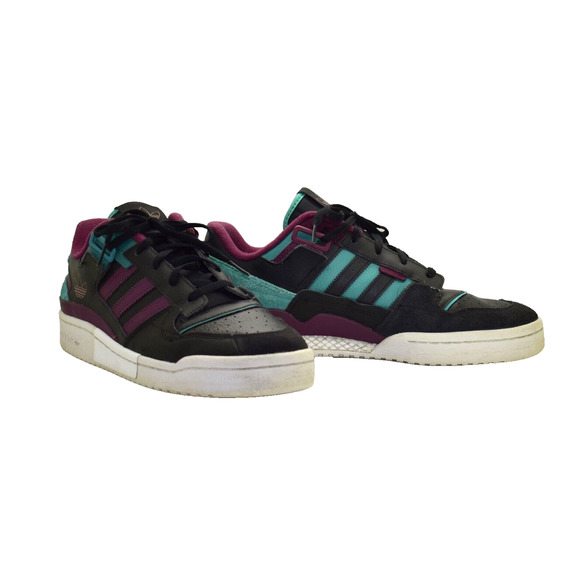 B2 Auth ADIDAS Forum Exhibit Low Black Victory Crimson Green Shoes H01912 Sz 12 - Picture 1 of 6